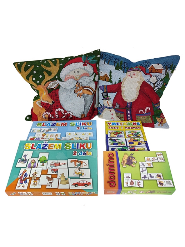 NOVOGODIŠNJI PAKETIĆ U  JASTUČIĆU za 2 do 4 god.  DO KRAJA ZALIHA JASTUČIĆA