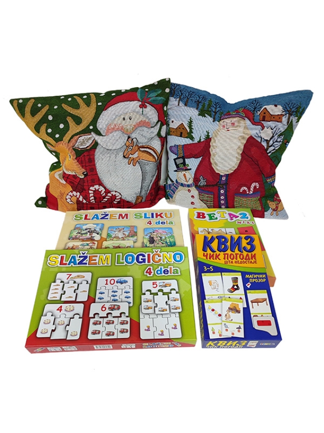 NOVOGODIŠNJI PAKETIĆ U  JASTUČIĆU za 3 do 5 god. DO KRAJA ZALIHA JASTUČIĆA